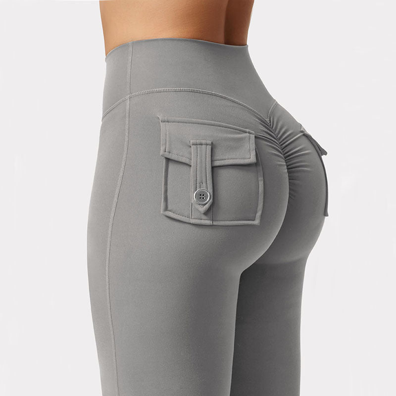 Cargo Pocket Elastic High Waist Workout Women's Summer Workout Sports Yoga Running Hip Raise Angelwarriorfitness.com