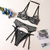 Polka Dot Lingerie Four-piece Set With Scarf Waist Bow Ultra-thin See-through Underwear Angelwarriorfitness.com