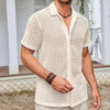 Summer Mesh Short Sleeve Shirt Fashion Solid Color Lapel Shirt Tops Beach Men Clothing Angelwarriorfitness.com