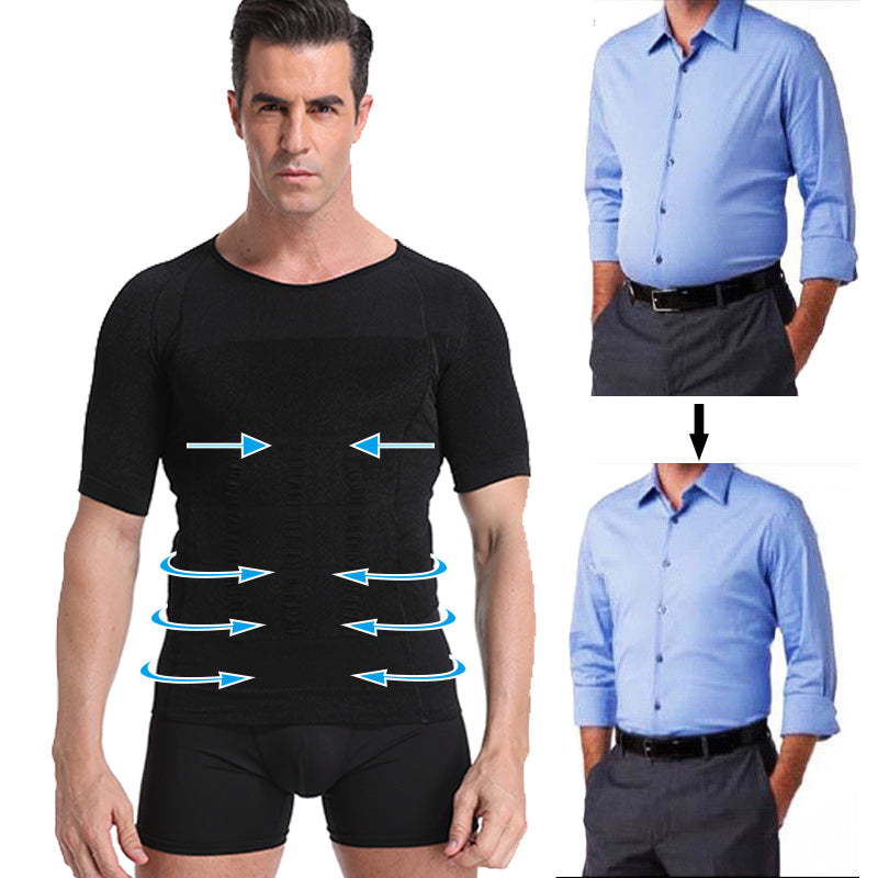 140D Men's Vest Shapewear Men Body Toning T-Shirt Slimming Body Shaper Corrective Posture Belly Control Compression Man Modeling Underwear Corset Angelwarriorfitness.com