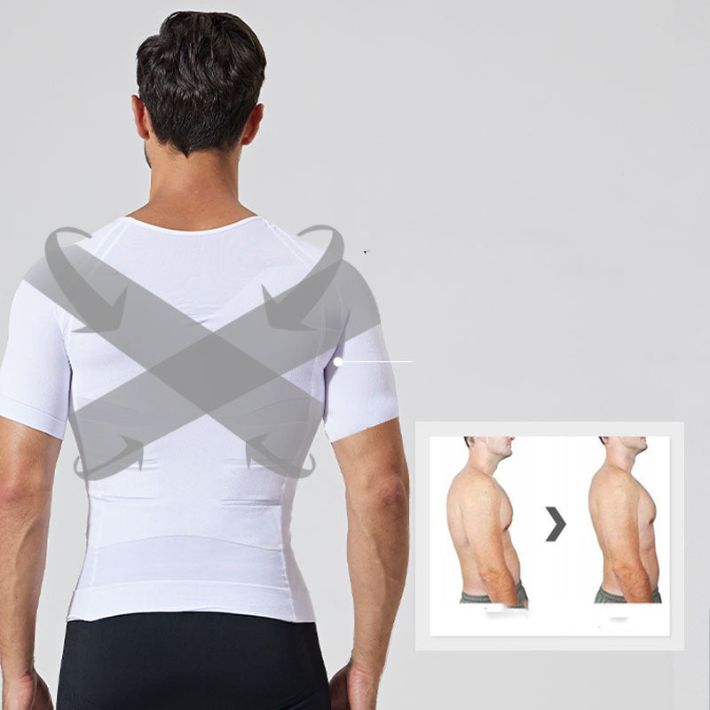 140D Men's Vest Shapewear Men Body Toning T-Shirt Slimming Body Shaper Corrective Posture Belly Control Compression Man Modeling Underwear Corset Angelwarriorfitness.com