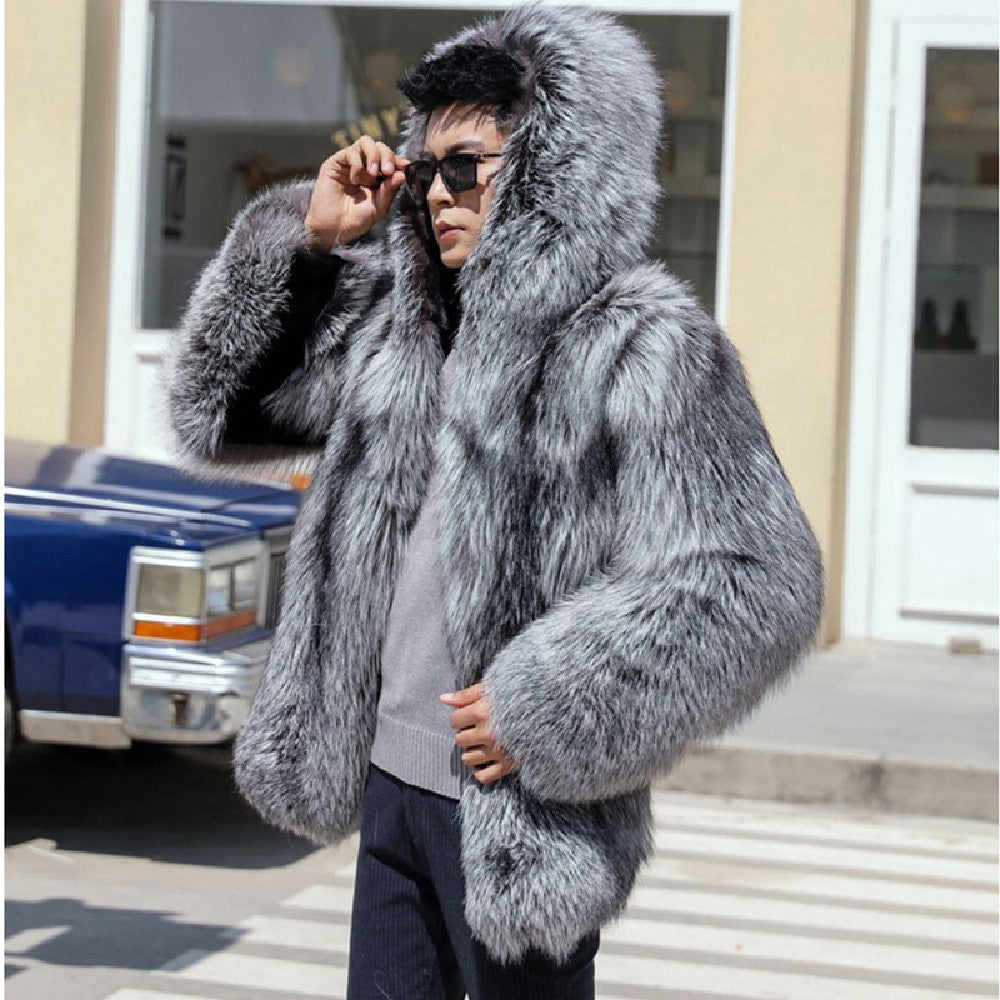 Men's mink fur fur one-piece coat hooded fox Angelwarriorfitness.com