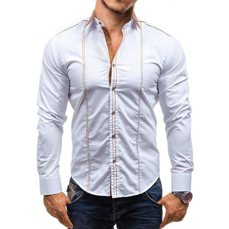 Casual Men's Loose Plus Size Long-sleeved Shirt Angelwarriorfitness.com