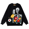 Funny Skull Crew Neck Sweater Embroidery Angelwarriorfitness.com