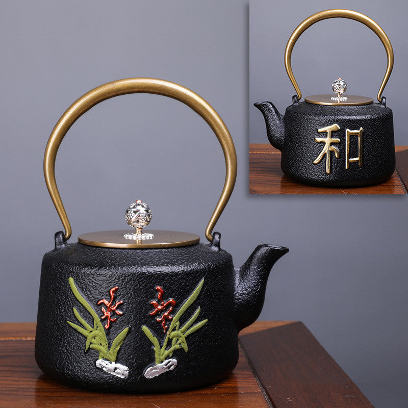 Creative Literary And Art Hand-made Boiled Teapot Happy Iron Teapot Angelwarriorfitness.com
