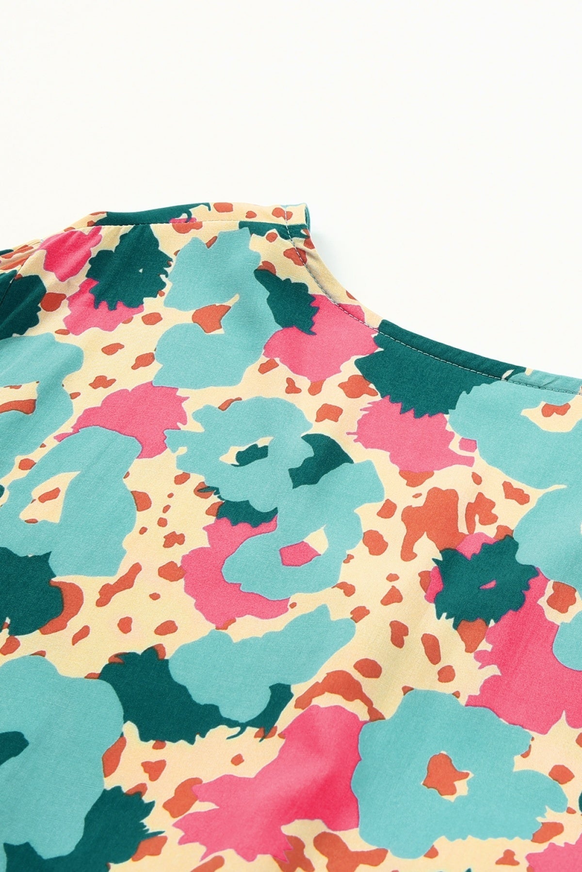 Multicolor Bohemia Print V Neck Ruffle Long Sleeve Maxi Dress Angelwarriorfitness.com