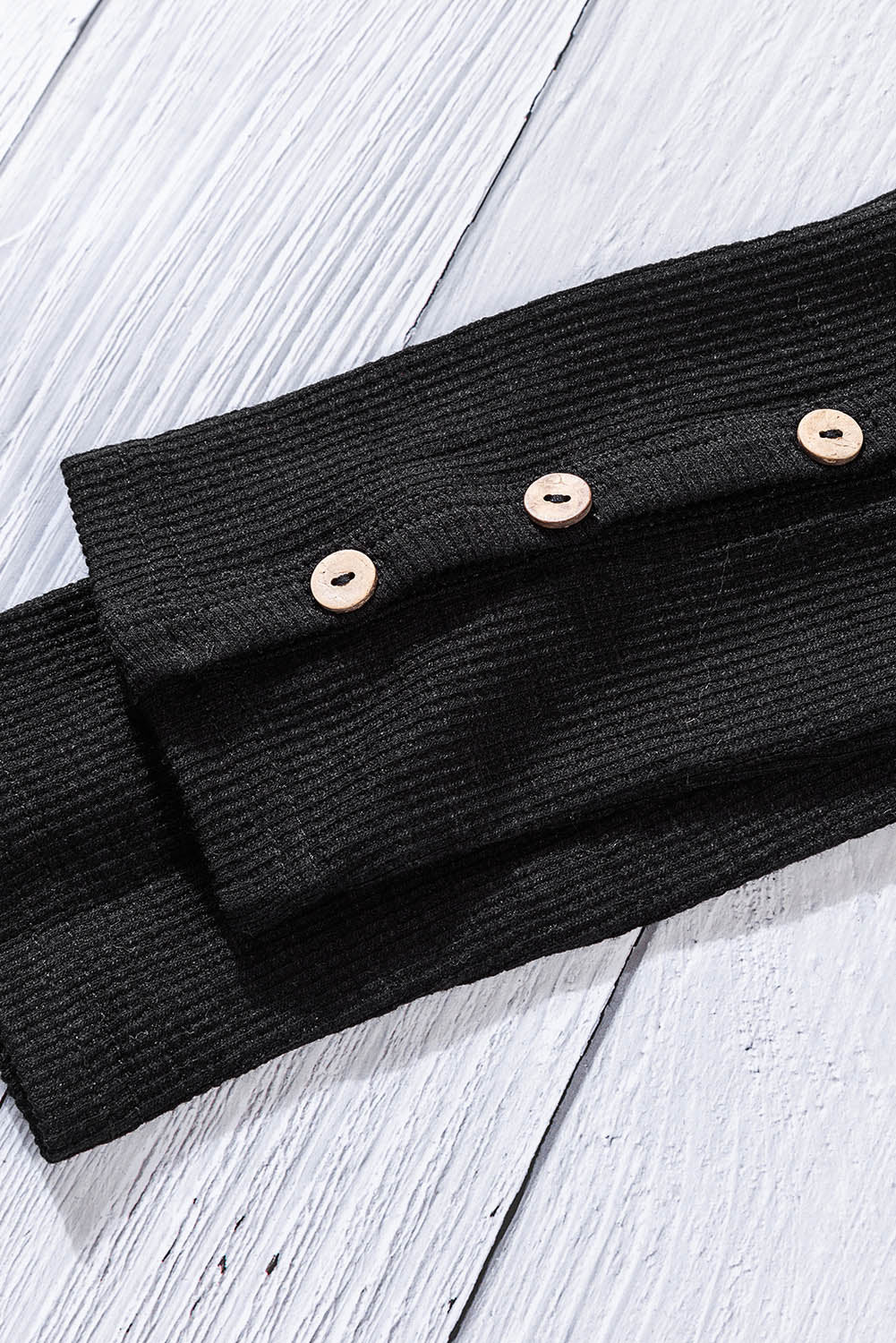 Crewneck Buttons Ribbed Knit Long Sleeve Top Angelwarriorfitness.com
