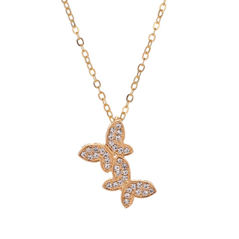 Rhinestone butterfly necklace Angelwarriorfitness.com