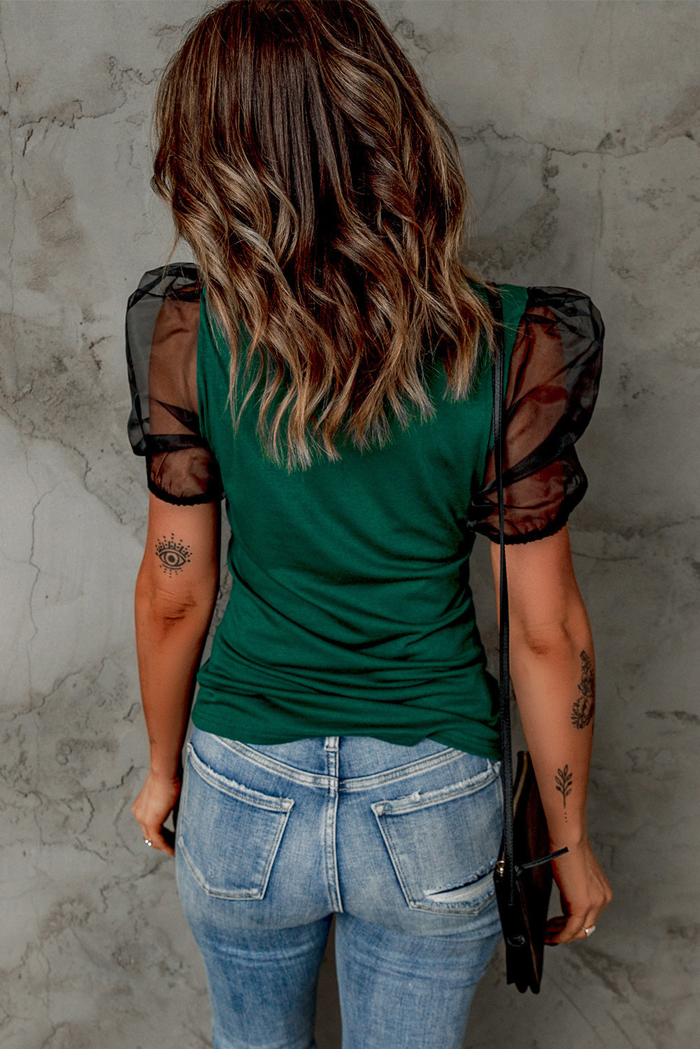 Mesh Puff Sleeve Top Angelwarriorfitness.com