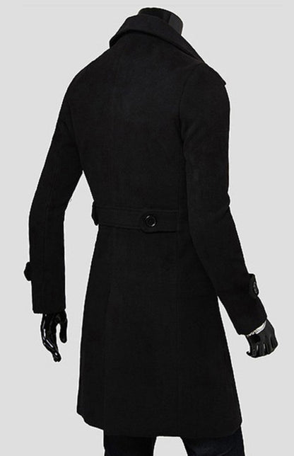 Men's Double Breasted Lengthened Simple Wool Coat Angelwarriorfitness.com