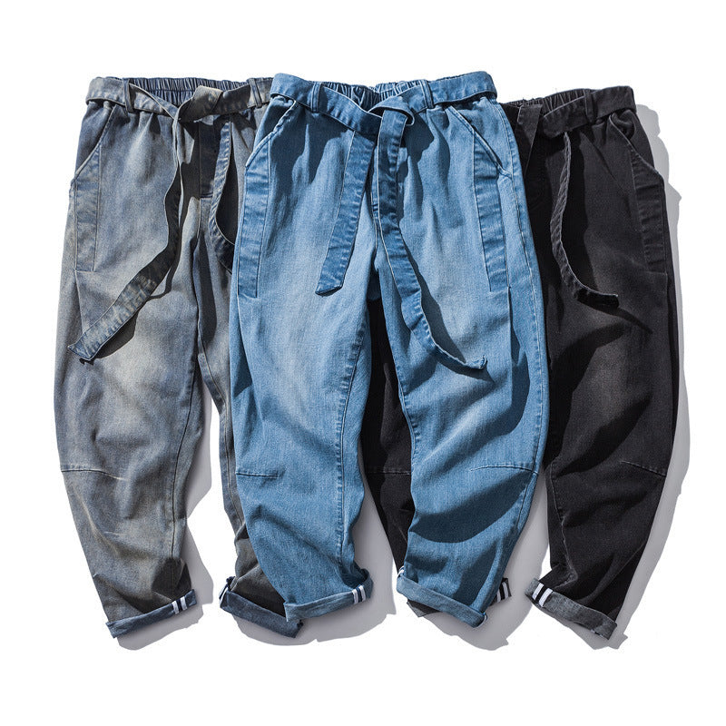 Retro Loose Denim Trousers Fashion Plus Size Men Angelwarriorfitness.com