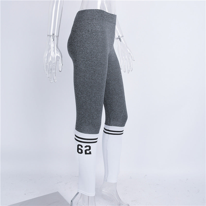Gray & White Two Bars Leggings Angelwarriorfitness.com