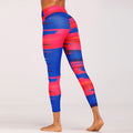 Blue&Red Digital Print yoga pants High waist Contrast color athletic leggings big booty sexy yoga legging running tight Angelwarriorfitness.com