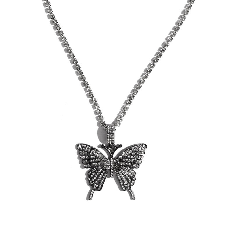 Rhinestone butterfly necklace Angelwarriorfitness.com