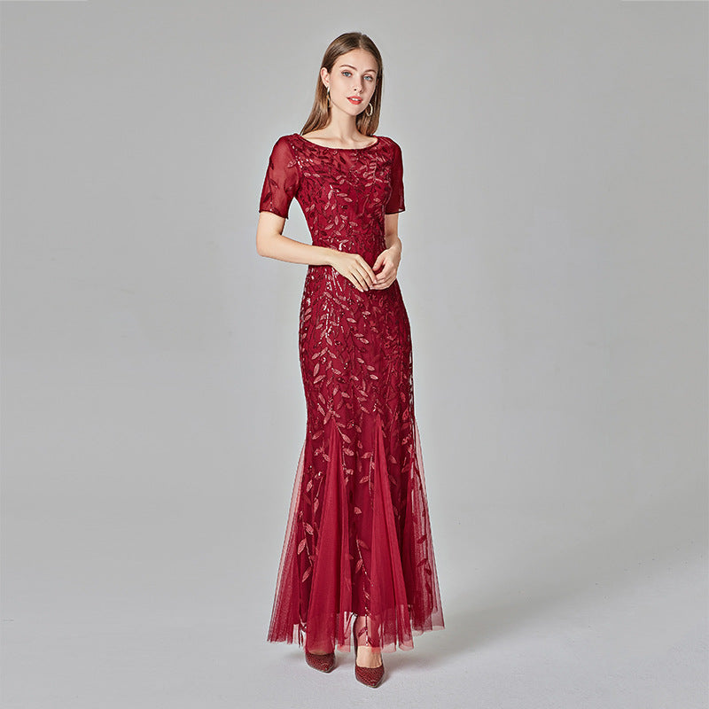 Gauze Sequin Evening Dress Fishtail Dress Angelwarriorfitness.com