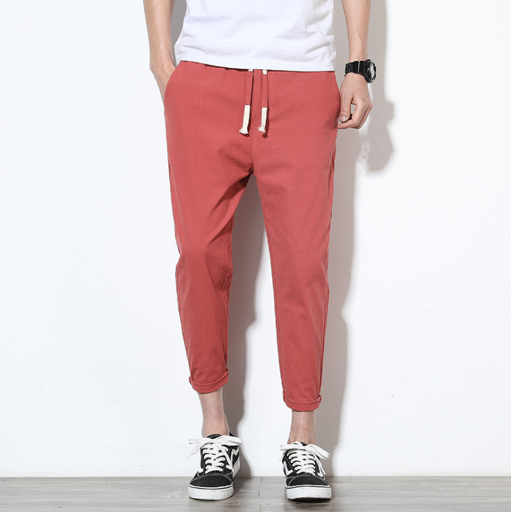 Summer men's pants pants linen Korean trend loose casual pants feet cotton Mahal pants men's pants Angelwarriorfitness.com