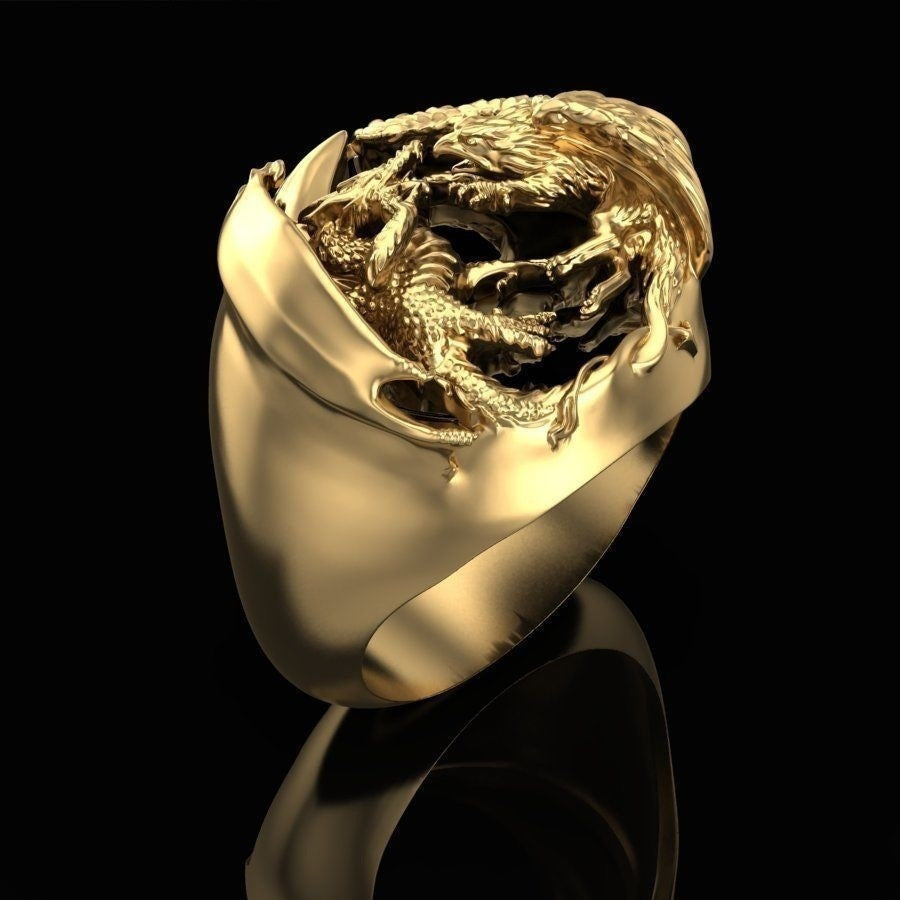 Golden Western Dragon Ring Angelwarriorfitness.com