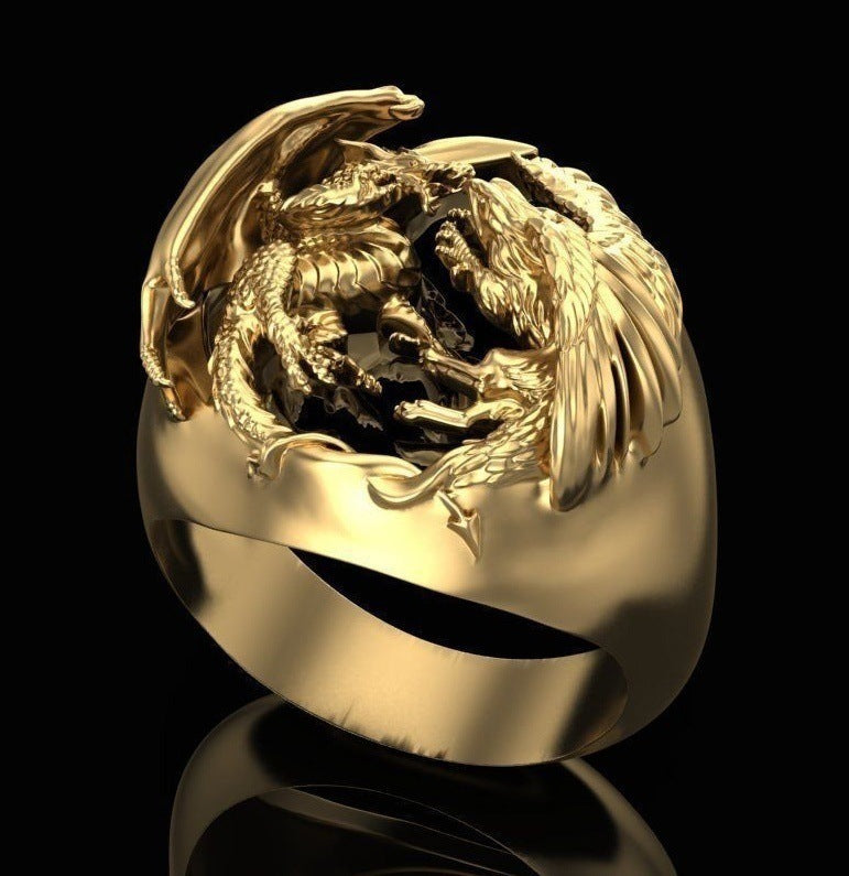 Golden Western Dragon Ring Angelwarriorfitness.com