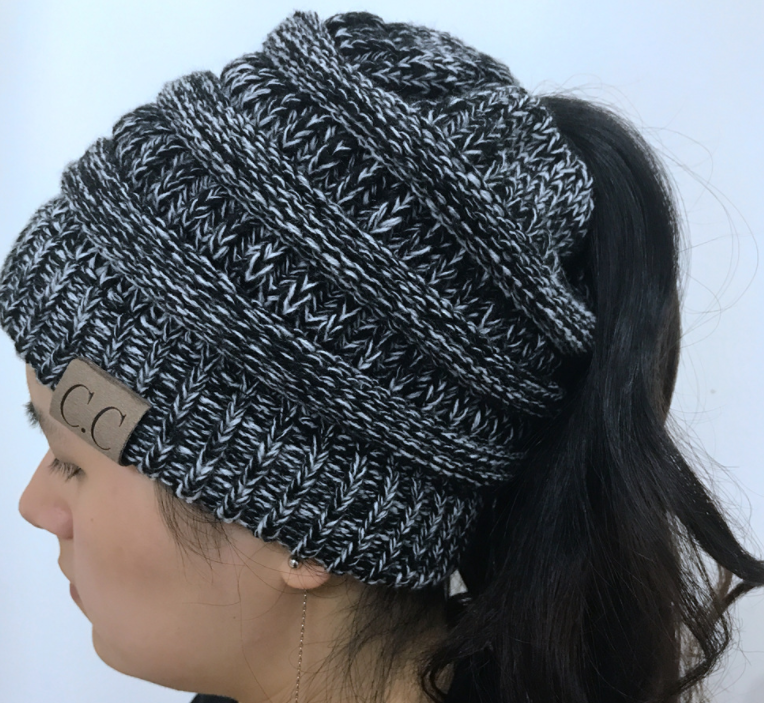 High Bun Ponytail Beanie Hat Chunky Soft Stretch Cable Knit Warm Fuzzy Lined Skull Beanie Acrylic Hats Men And Women Angelwarriorfitness.com
