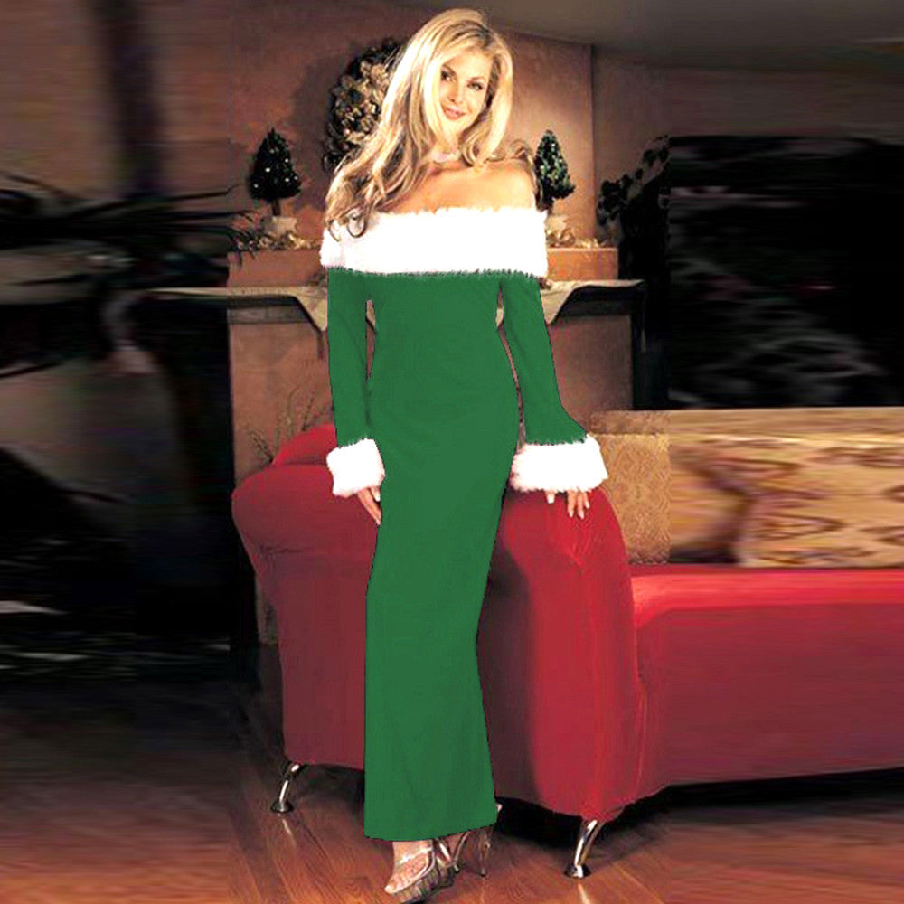 Christmas Dress Female Winter Sexy Dress Clothes Warm Off Shoulder Long Sleeve Party Women Dress Angelwarriorfitness.com