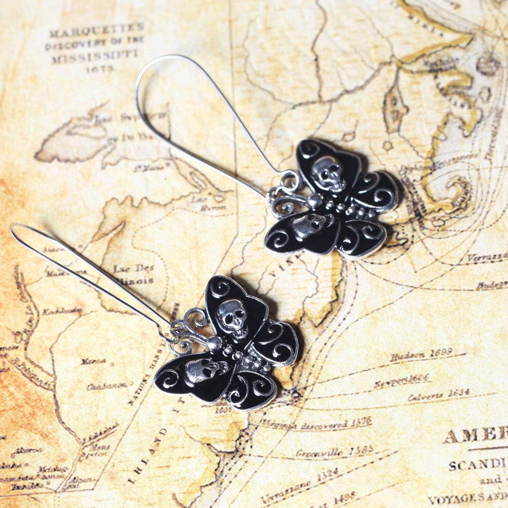 Butterfly skull earrings Angelwarriorfitness.com