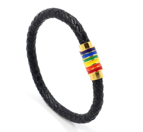 Fashion Gay Pride Rainbow Leather Bracelets For Women Men Black Brown Genuine Leather Bangle Magnetic Clasp LGBT Jewelry Angelwarriorfitness.com