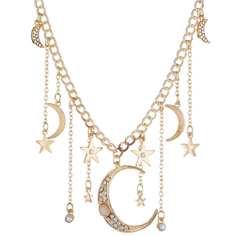 Star Moon Lady Short Necklace Angelwarriorfitness.com