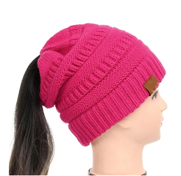 High Bun Ponytail Beanie Hat Chunky Soft Stretch Cable Knit Warm Fuzzy Lined Skull Beanie Acrylic Hats Men And Women Angelwarriorfitness.com