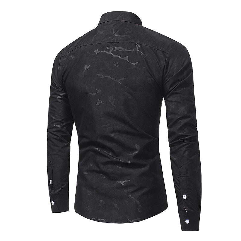 Printed concealed button long sleeve shirt Angelwarriorfitness.com