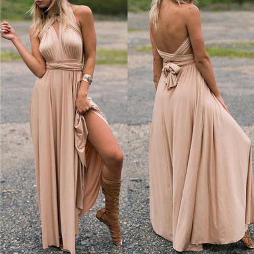 Women Bandage Convertible Boho Maxi Dress Angelwarriorfitness.com