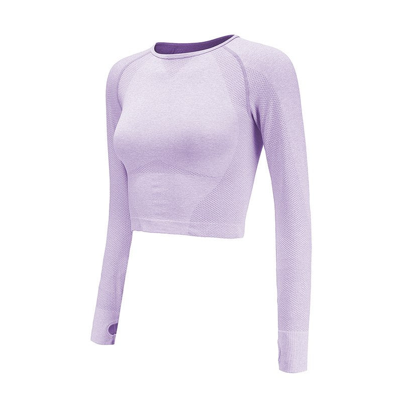 Seamless Yoga Shirts For Women Vital Seamless Long Sleeve Crop Top Thumb Hole Fitted Gym Top Shirts Workout Running Clothes Angelwarriorfitness.com