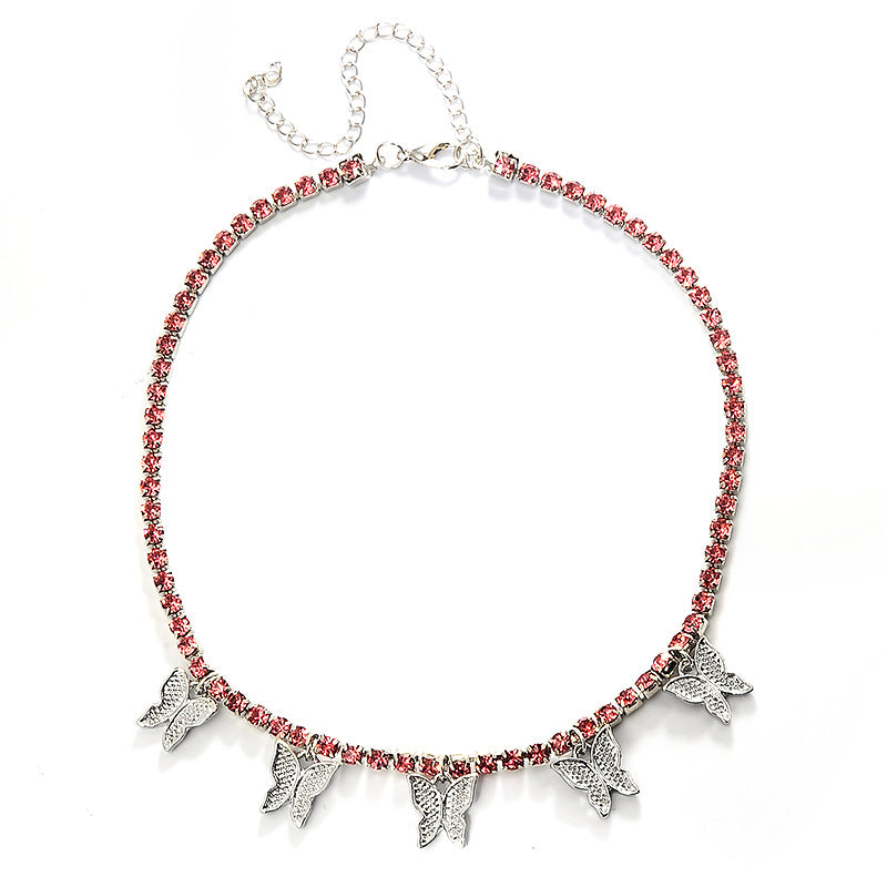 Rhinestone butterfly necklace Angelwarriorfitness.com