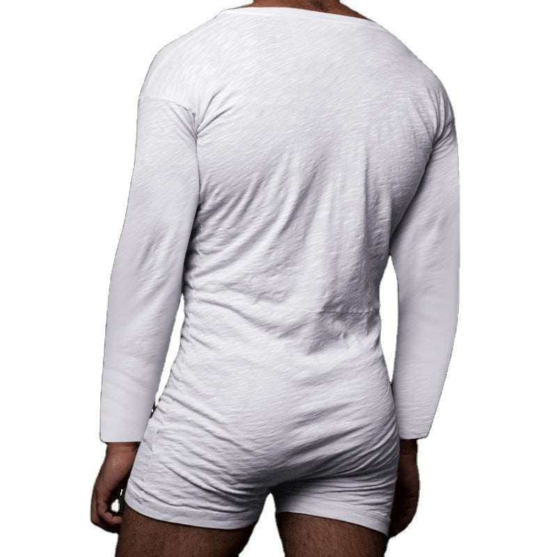 Men's Solid Color Bodysuit Homewear Pajamas Angelwarriorfitness.com