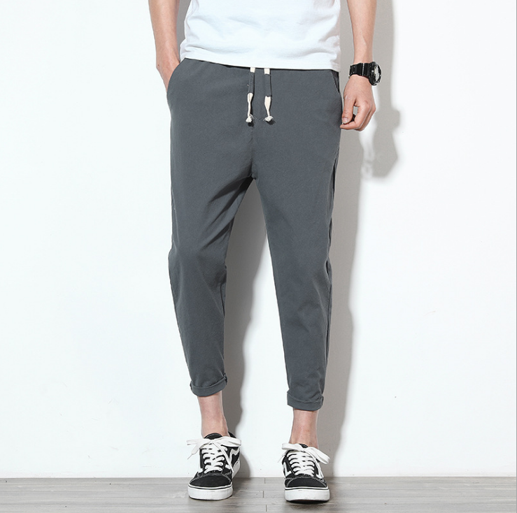 Summer men's pants pants linen Korean trend loose casual pants feet cotton Mahal pants men's pants Angelwarriorfitness.com