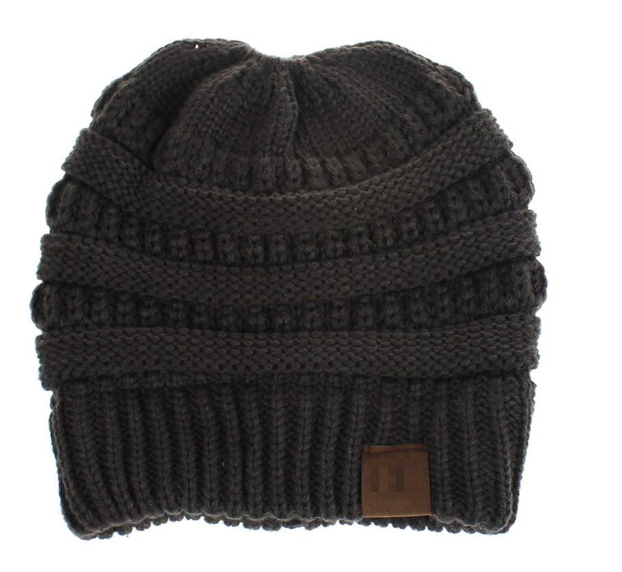 High Bun Ponytail Beanie Hat Chunky Soft Stretch Cable Knit Warm Fuzzy Lined Skull Beanie Acrylic Hats Men And Women Angelwarriorfitness.com