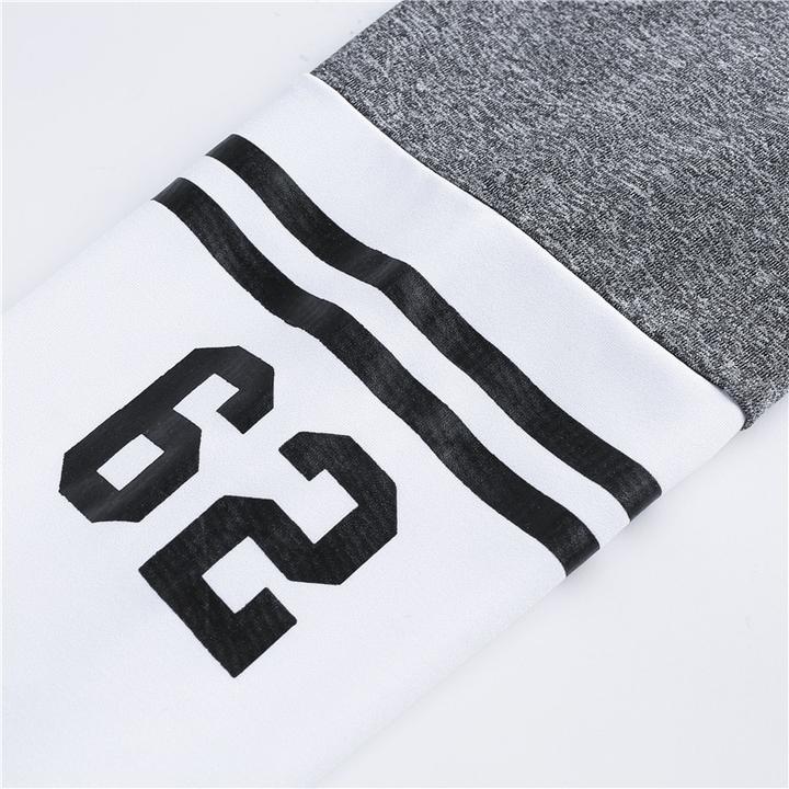 Gray & White Two Bars Leggings Angelwarriorfitness.com