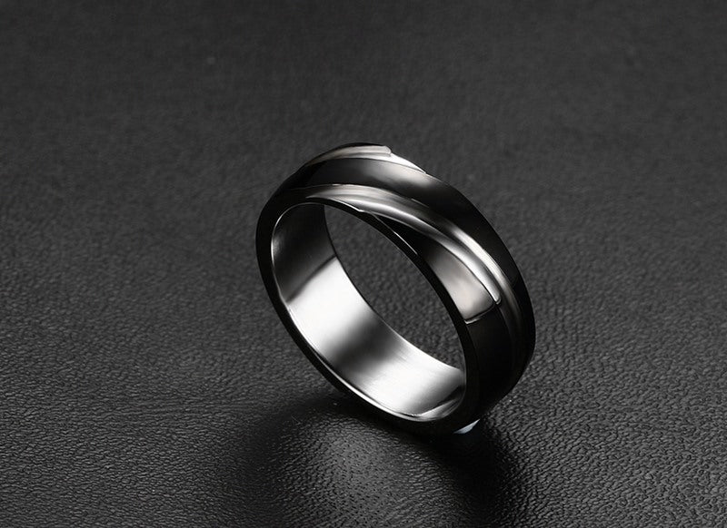 Black Titanium Steel Twill Men's Ring Angelwarriorfitness.com