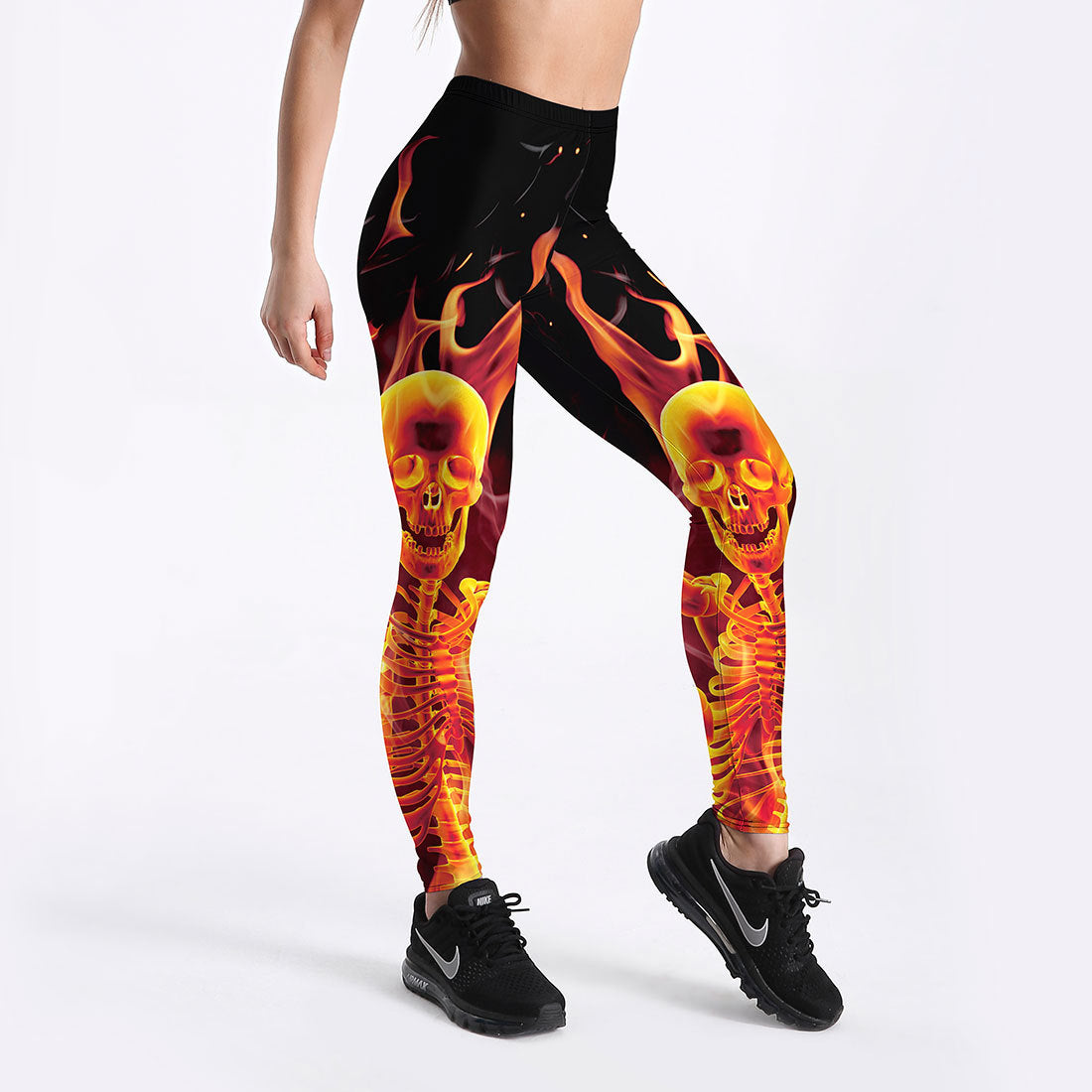Women's Thin Breathable Slim Flame Skeleton Leggings Angelwarriorfitness.com