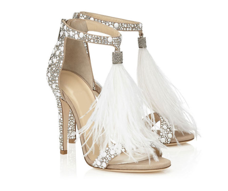 Wedding shoes solid color hot drilling sexy feather sandals feather sandals wedding shoes dance Angelwarriorfitness.com