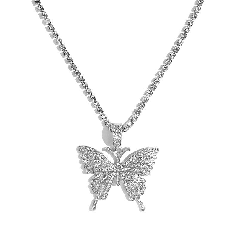 Rhinestone butterfly necklace Angelwarriorfitness.com