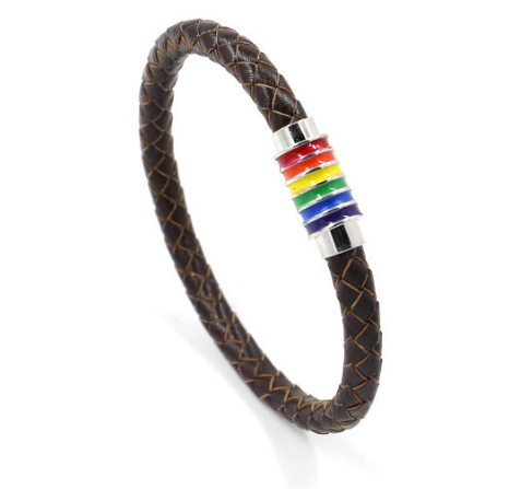 Fashion Gay Pride Rainbow Leather Bracelets For Women Men Black Brown Genuine Leather Bangle Magnetic Clasp LGBT Jewelry Angelwarriorfitness.com