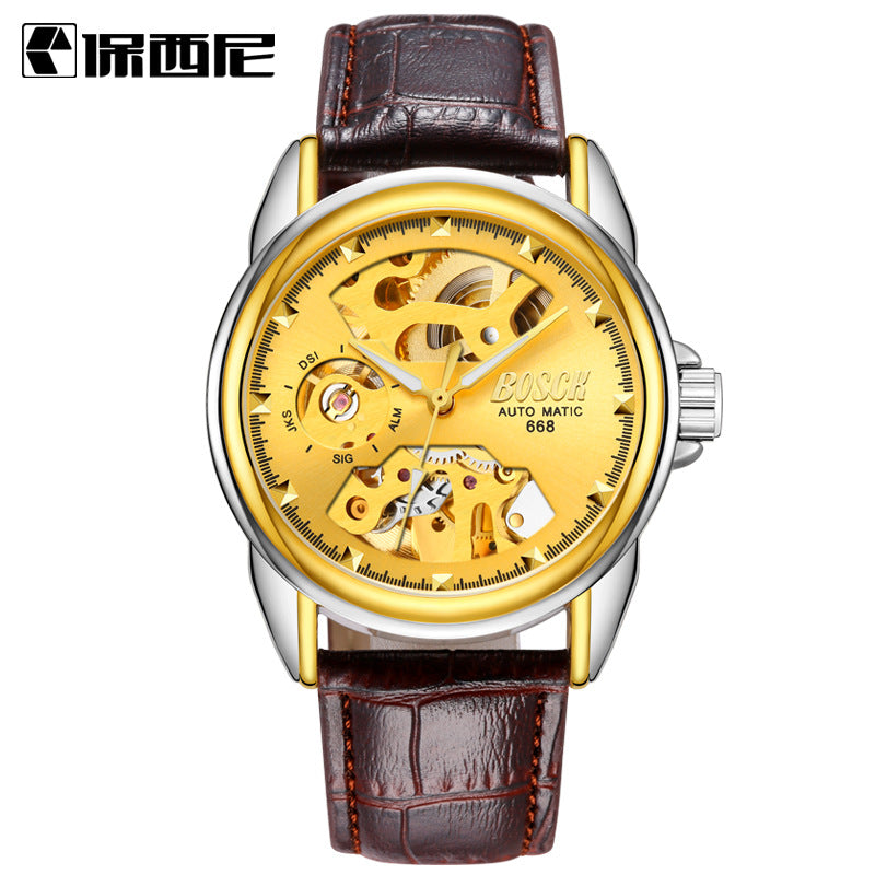 Pausini automatic mechanical watches Mens watch Korean business hollow waterproof mechanical watch wholesale gift Angelwarriorfitness.com