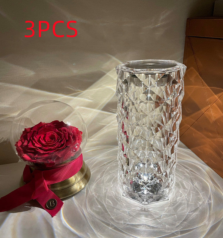Romantic LED Rose Diamond Table Lamps For Bedroom Living Room Party Dinner Decor Creative Lights Angelwarriorfitness.com