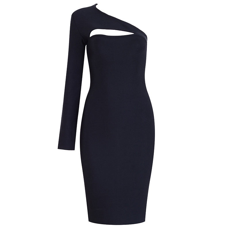 Women Black One Shoulder Bandage Dress Sexy Party Dresses Angelwarriorfitness.com