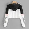 Crop Top Hoodie  Sweatshirt Hoodies Women Patchwork Lett Angelwarriorfitness.com