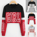 Crop Top Hoodie  Sweatshirt Hoodies Women Patchwork Lett Angelwarriorfitness.com