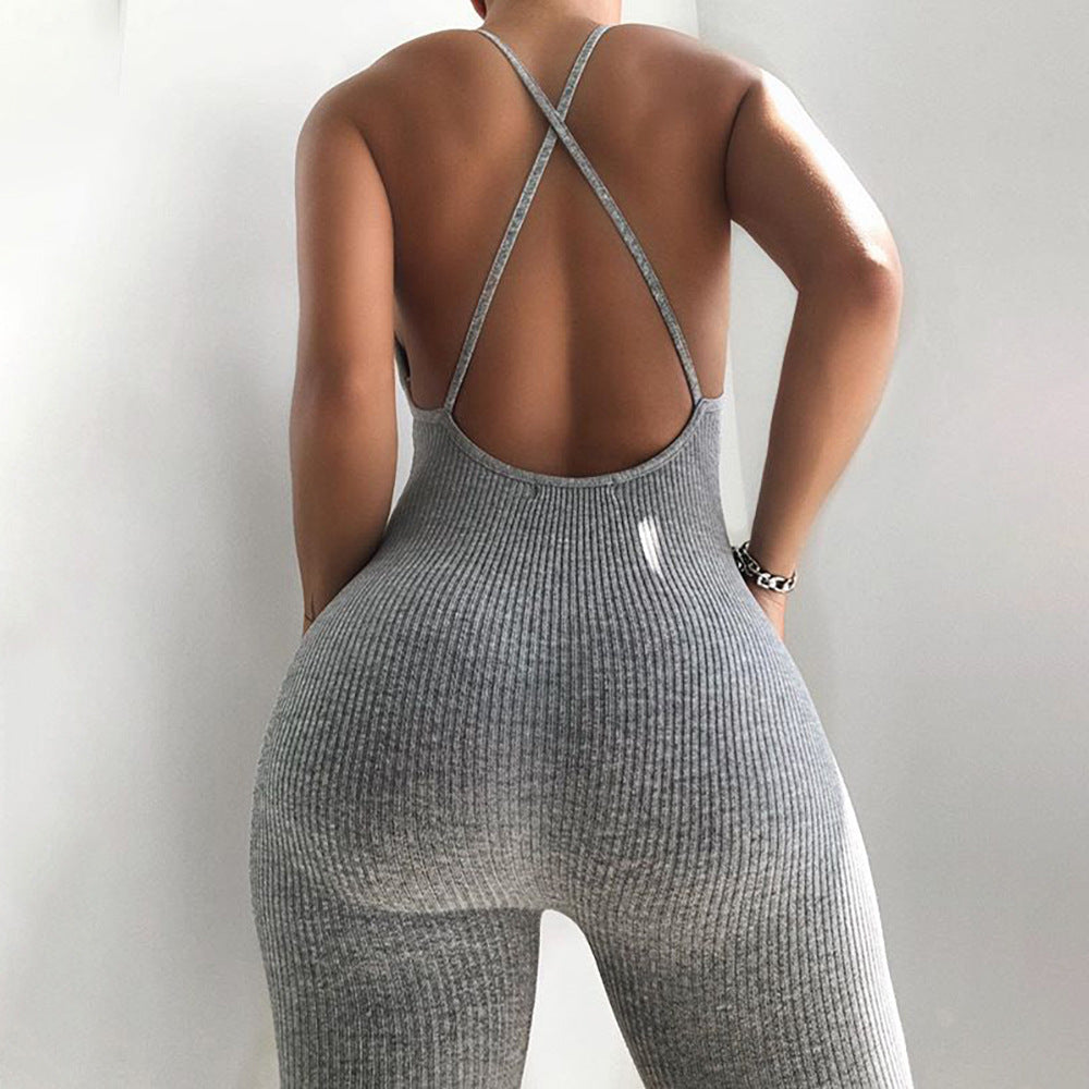 Sexy Backless Solid Color Slimming Onesie For Ladies Angelwarriorfitness.com