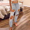 Ladies Jeans Ripped Holes Show Thin Denim Trousers Angelwarriorfitness.com