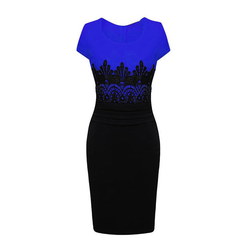 OL Stitching Lace Dress Evening Dress Angelwarriorfitness.com
