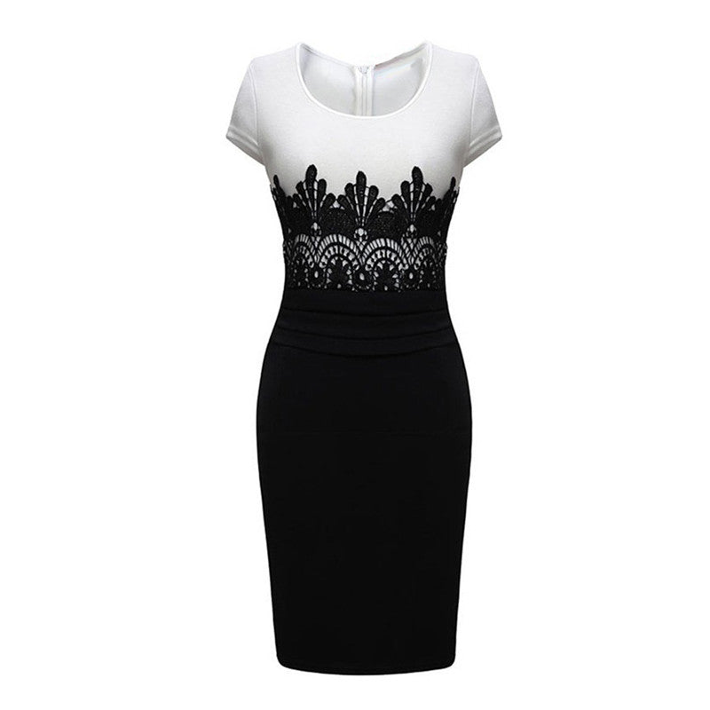 OL Stitching Lace Dress Evening Dress Angelwarriorfitness.com